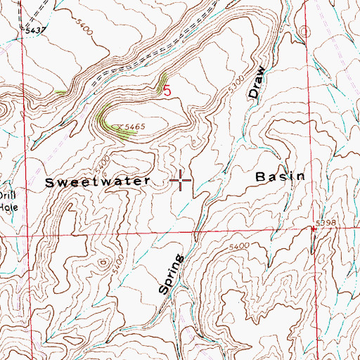Topographic Map of Sweetwater Basin, WY