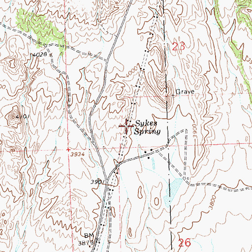 Topographic Map of Sykes Spring, WY