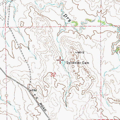 Topographic Map of Sylvester Dam, WY