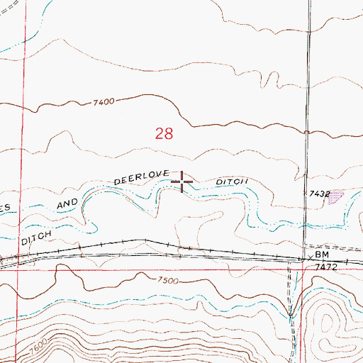 Topographic Map of Symes and Deerlove Ditch, WY