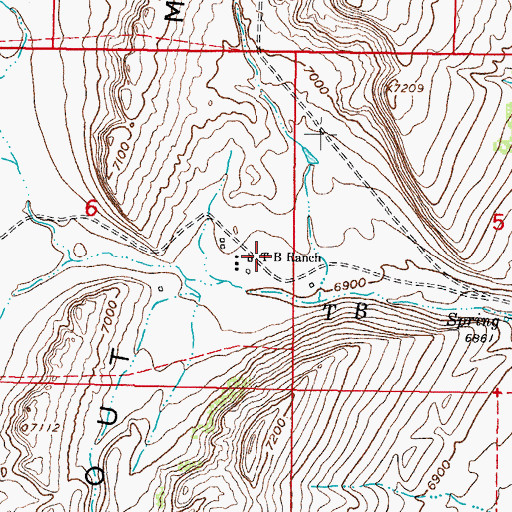 Topographic Map of T B Ranch, WY