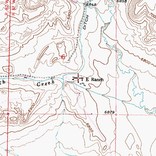 Topographic Map of T E Ranch, WY