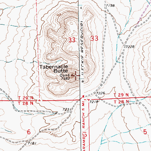 Topographic Map of Tabernacle Butte, WY