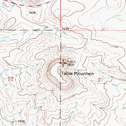Topographic Map of Table Mountain, WY