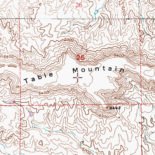 Topographic Map of Table Mountain, WY