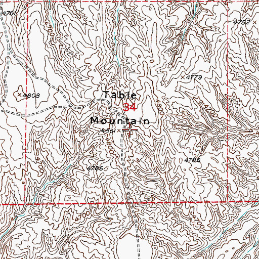 Topographic Map of Table Mountain, WY
