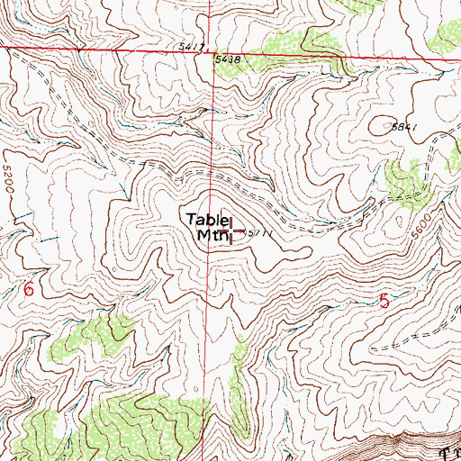 Topographic Map of Table Mountain, WY