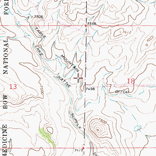 Topographic Map of Table Mountain Ditch, WY