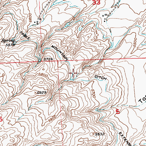 Topographic Map of Table Mountain Ditch Extension, WY
