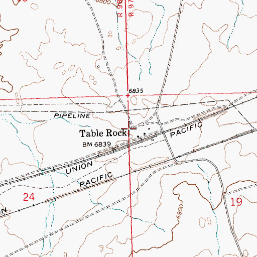 Topographic Map of Table Rock, WY