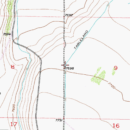 Topographic Map of Tableland Ditch, WY