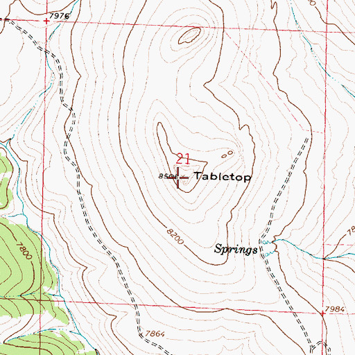 Topographic Map of Tabletop, WY