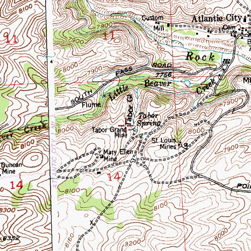 Topographic Map of Tabor Grand Mine, WY