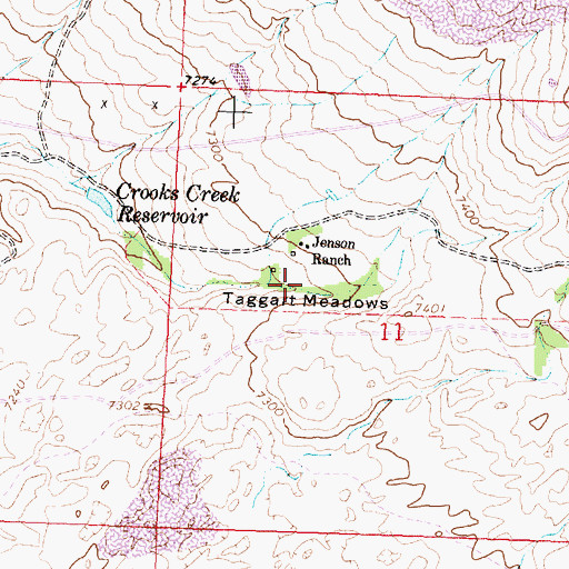 Topographic Map of Taggart Meadows, WY