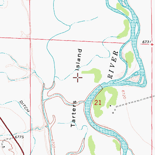 Topographic Map of Tarters Island, WY