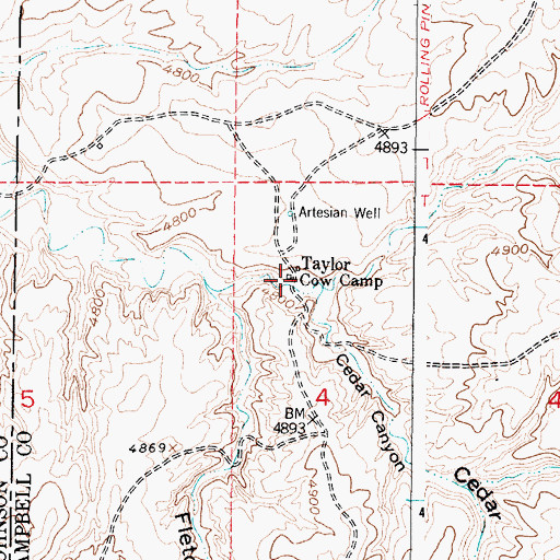 Topographic Map of Taylor Cow Camp, WY