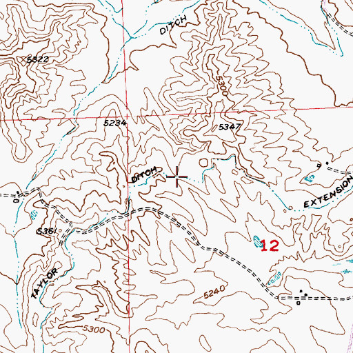 Topographic Map of Taylor Ditch Extension, WY