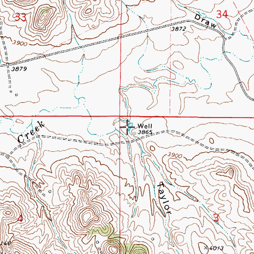 Topographic Map of Taylor Draw, WY