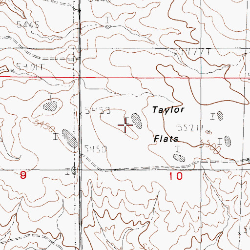 Topographic Map of Taylor Flats, WY