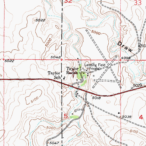 Topographic Map of Taylor Ranch, WY