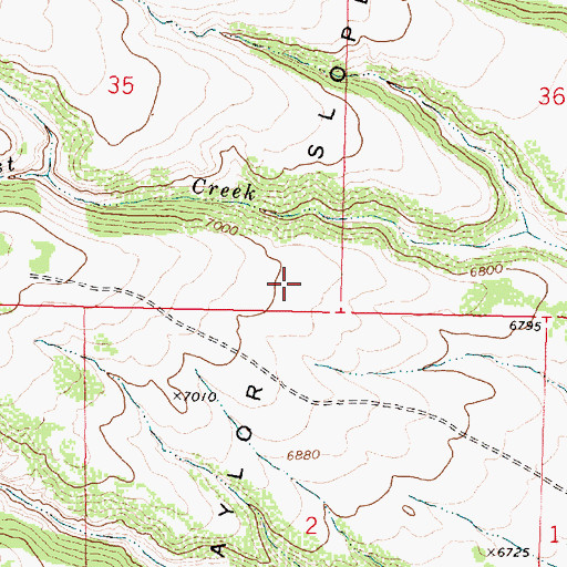 Topographic Map of Taylor Slope, WY
