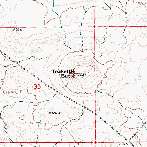 Topographic Map of Teakettle Butte, WY