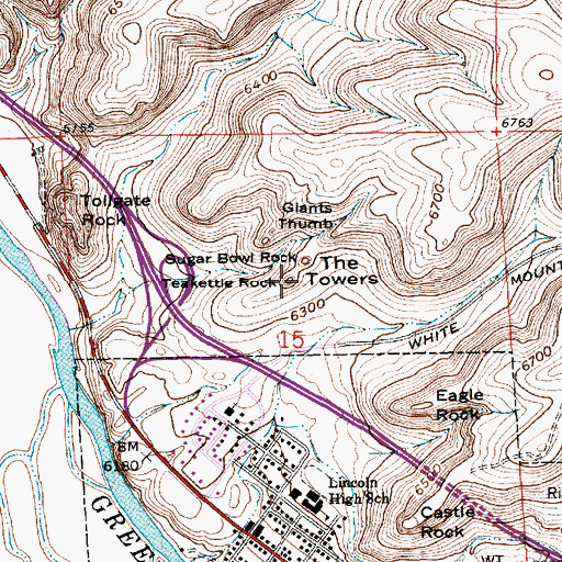 Topographic Map of Teakettle Rock, WY