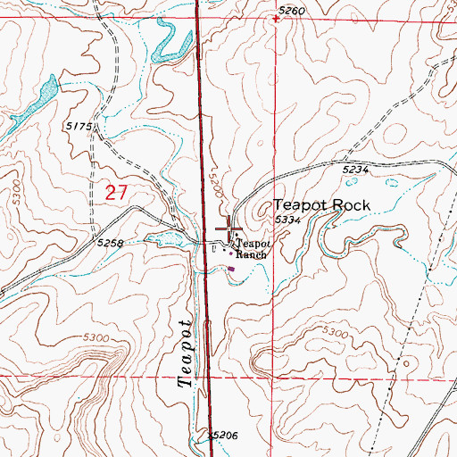 Topographic Map of Teapot Ranch, WY