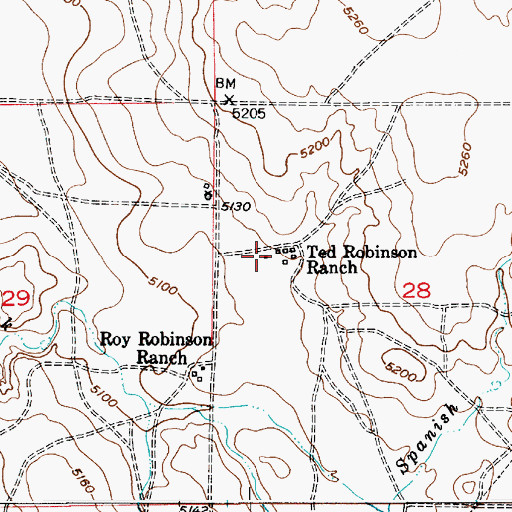 Topographic Map of Ted Robinson Ranch, WY