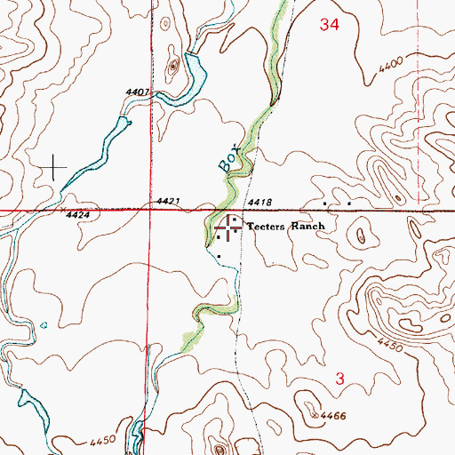 Topographic Map of Teeters Ranch, WY