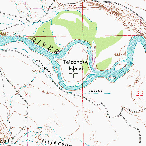 Topographic Map of Telephone Island, WY
