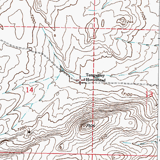 Topographic Map of Temperley Homestead, WY