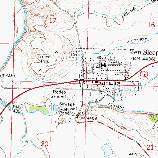 Topographic Map of Ten Sleep, WY