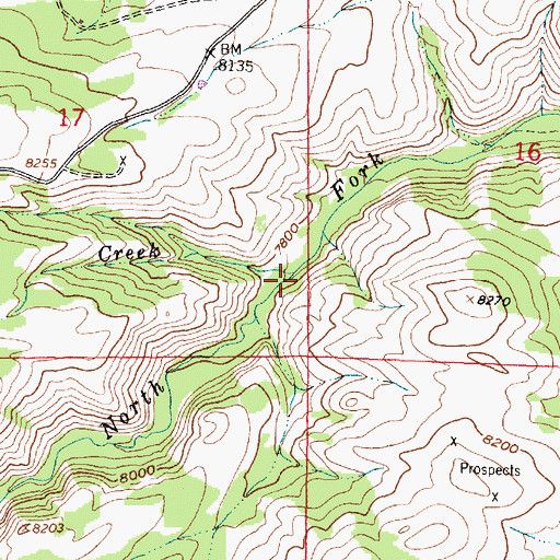 Topographic Map of Tennant Creek, WY