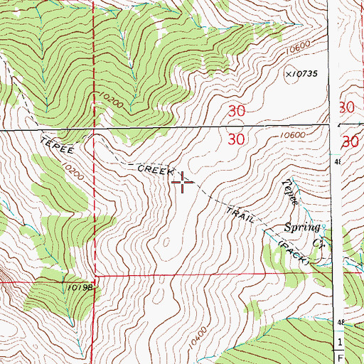 Topographic Map of Tepee Creek Trail, WY