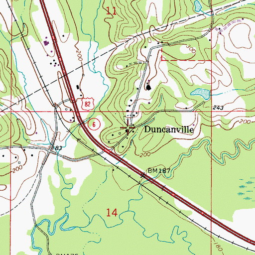 Topographic Map of Duncanville, AL