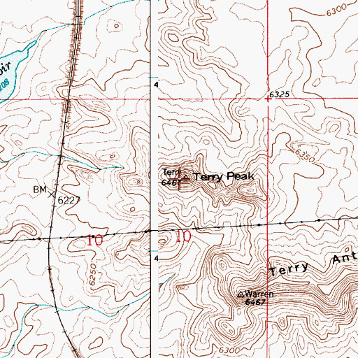 Topographic Map of Terry Peak, WY