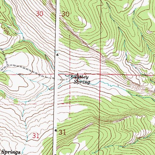 Topographic Map of Tetley Spring, WY