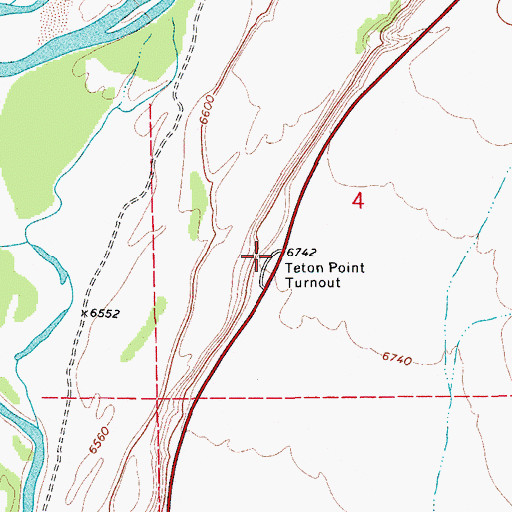 Topographic Map of Teton Point Turnout, WY