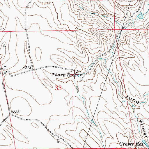 Topographic Map of Tharp Reservoir, WY