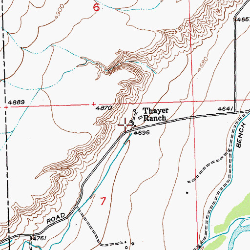 Topographic Map of Thayer Ranch, WY