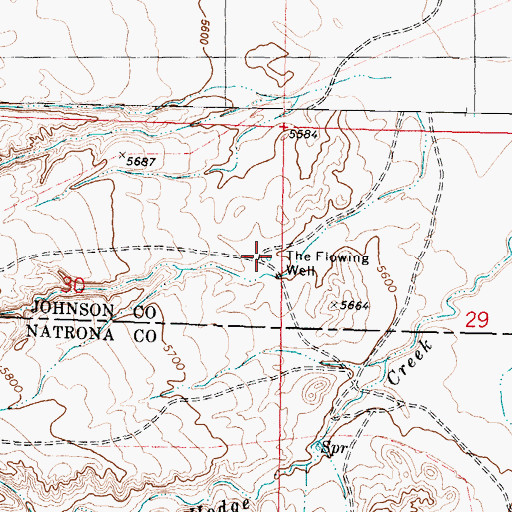Topographic Map of The Flowing Well, WY