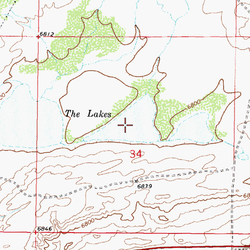 Topographic Map of The Lakes, WY