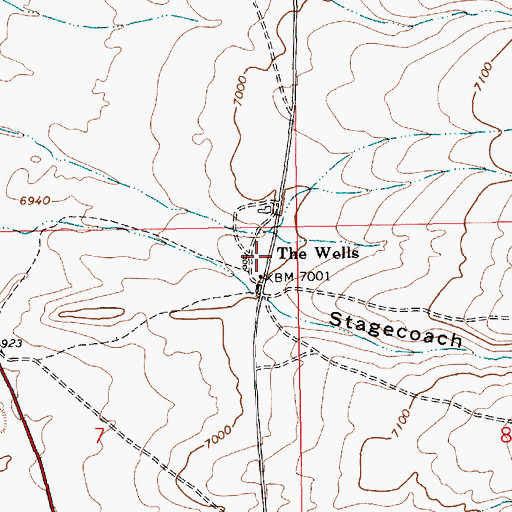 Topographic Map of The Wells, WY