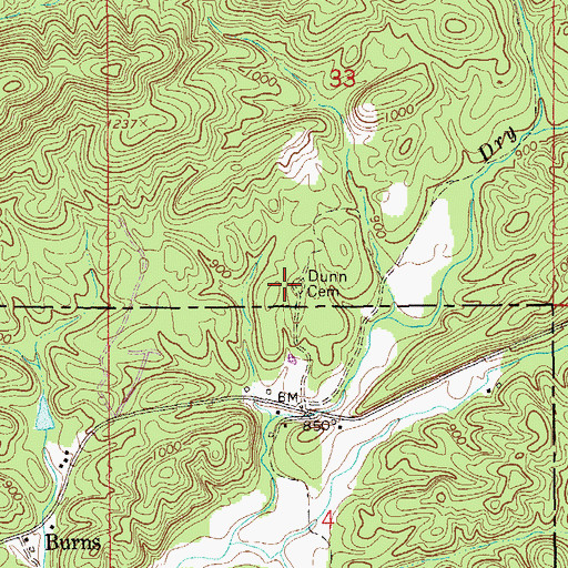 Topographic Map of Dunn Cemetery, AL