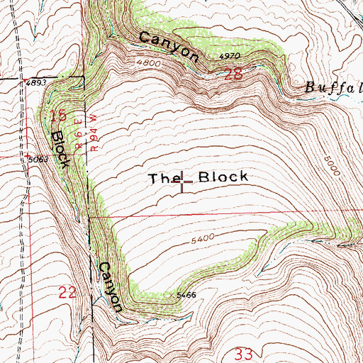 Topographic Map of The Block, WY