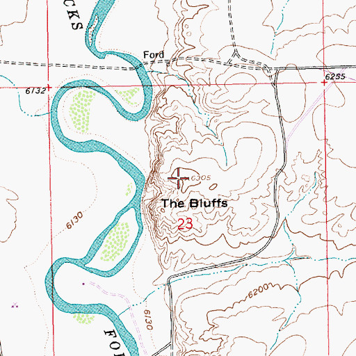 Topographic Map of The Bluffs, WY