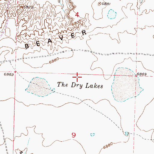 Topographic Map of The Dry Lakes, WY