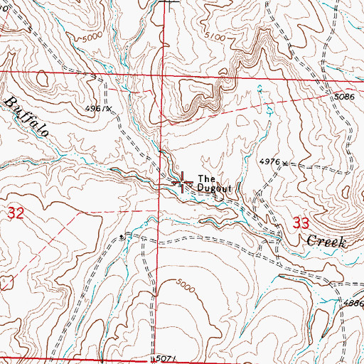 Topographic Map of The Dugout, WY