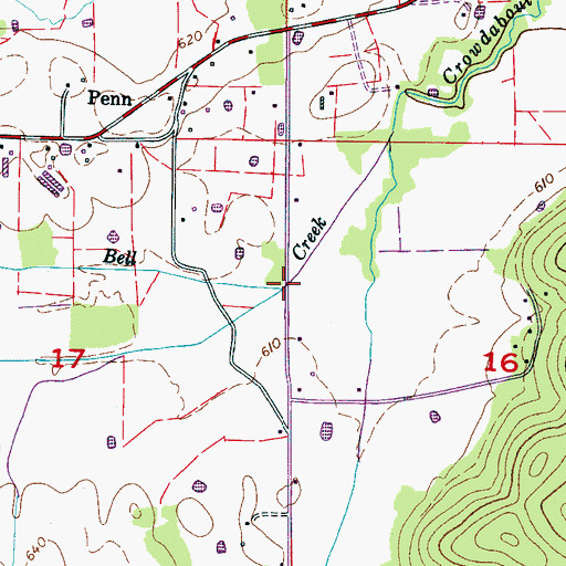 Topographic Map of Dutton Creek, AL